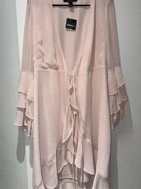 Forever 21 Light Blush Ruffle Sleeve Sheer Kimono